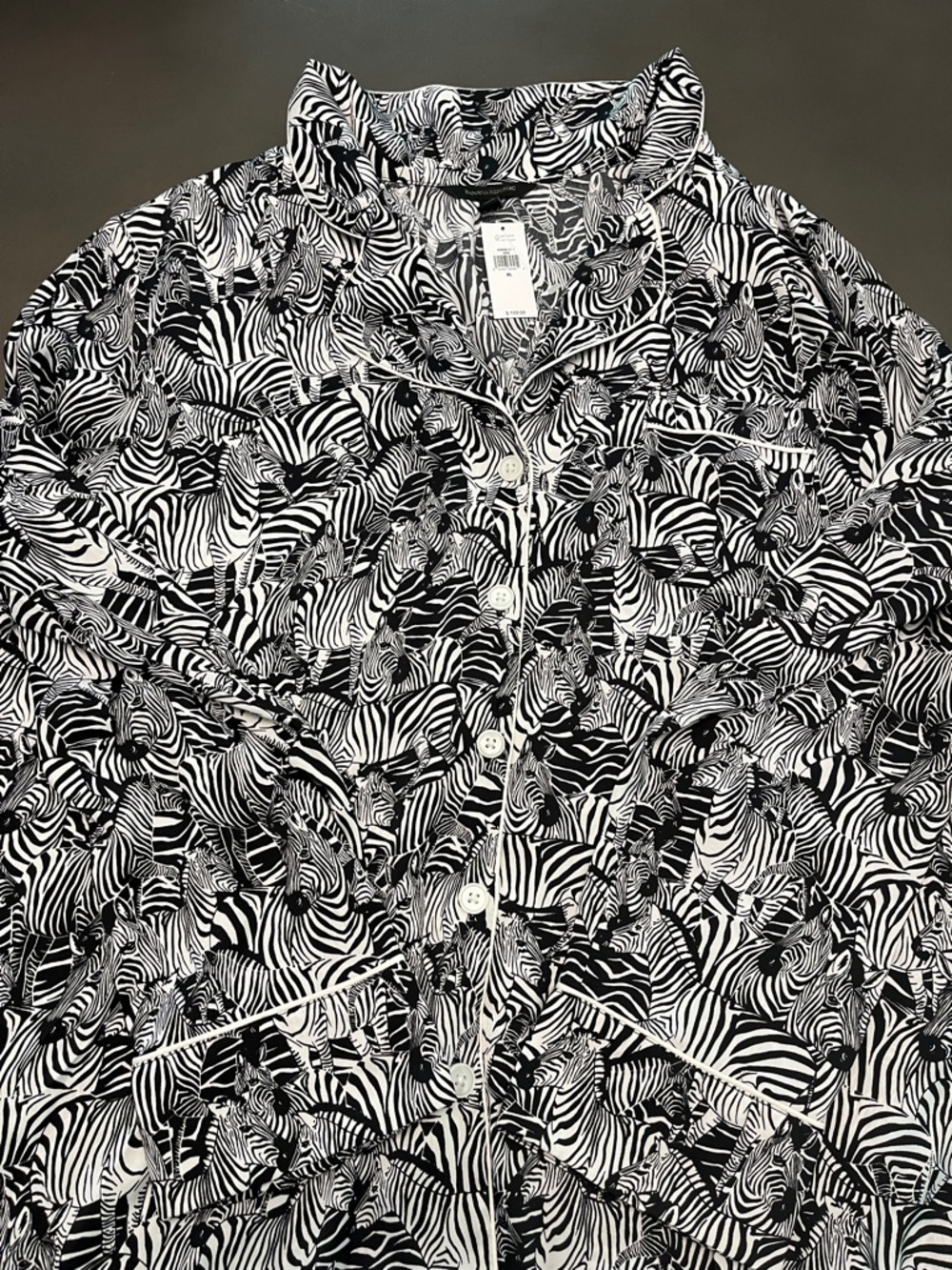 Banana Republic Silky Zebra Print Button-Down Top / Pajamas Size XL